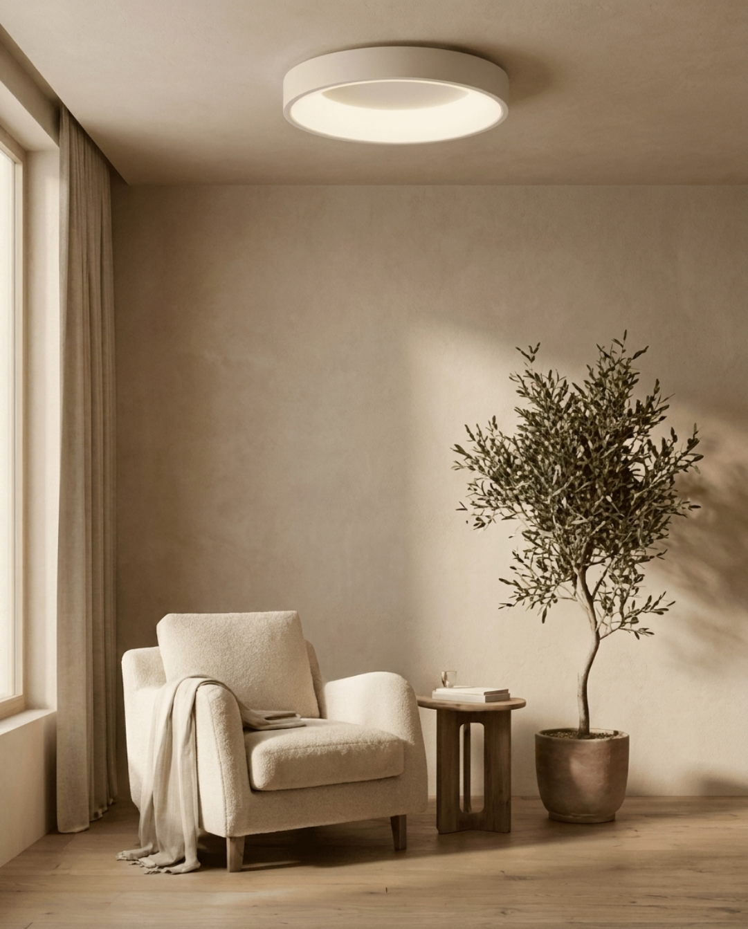 Ronde LED Plafondlamp Scandinavisch Design Wit Metaal | - Maison Roze
