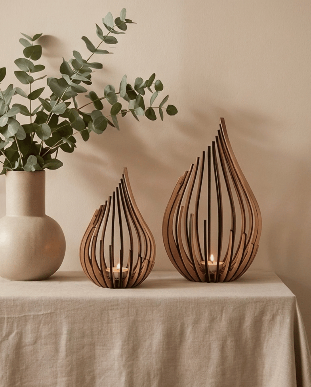 Ember Theelichthouder Van Natuurlijk Hout | - Maison Roze