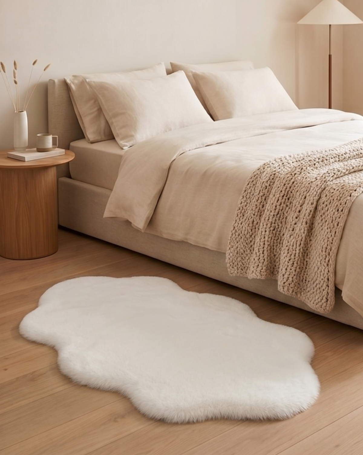 Mist Wolkvormig Fluffy Vloerkleed In Grijs Pluche Polyester | - Maison Roze
