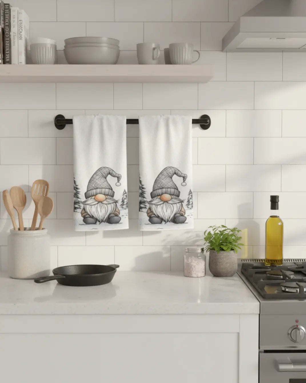 Nord Keukendoekenset Van Wit Polyester Met Kabouterprint | - Maison Roze