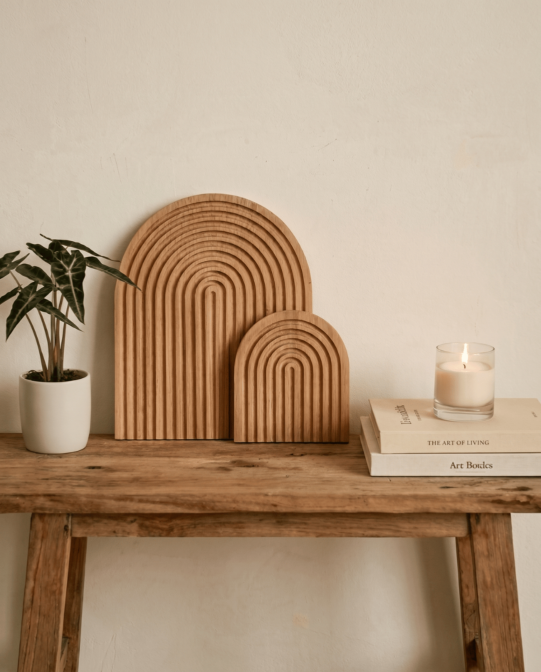 Cove Houten Regenboog Wanddecoratie Set - Boho Geometrische Wanddecoratie | - Maison Roze