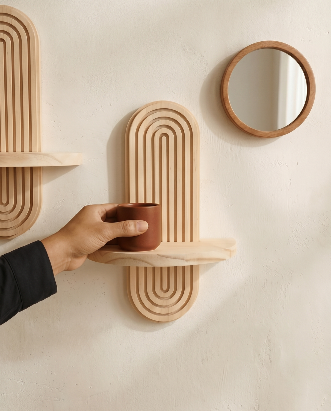 Cove Zwevende Wandplank Set Van 2 Boho Stijl, 30 cm | - Maison Roze