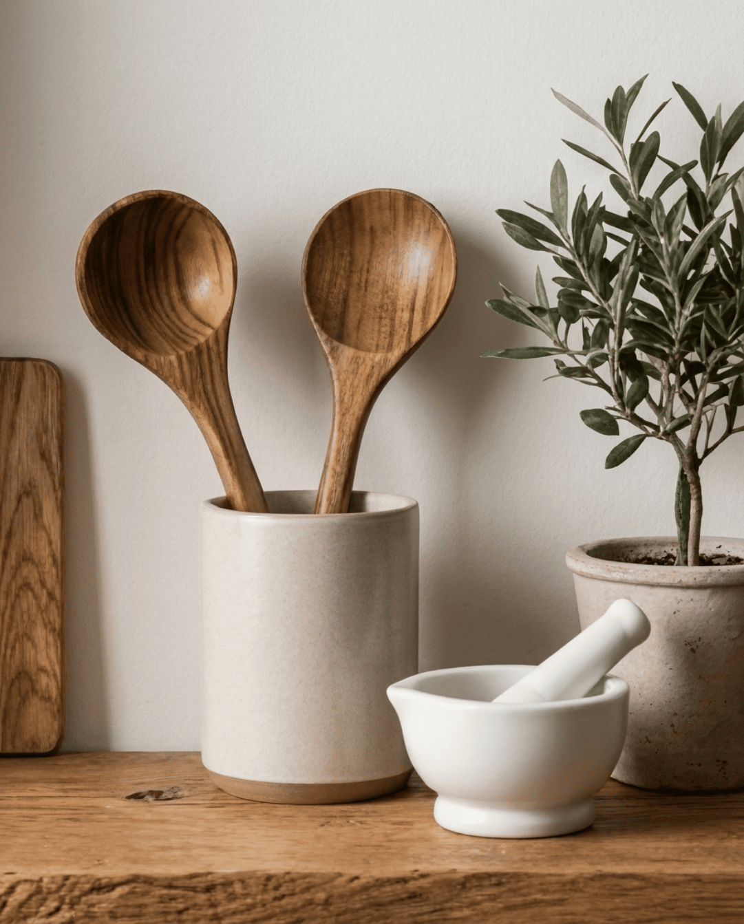 Teakhouten Keukengerei Set 5 Delig - Natuurlijke Houten Kookgerei | - Maison Roze