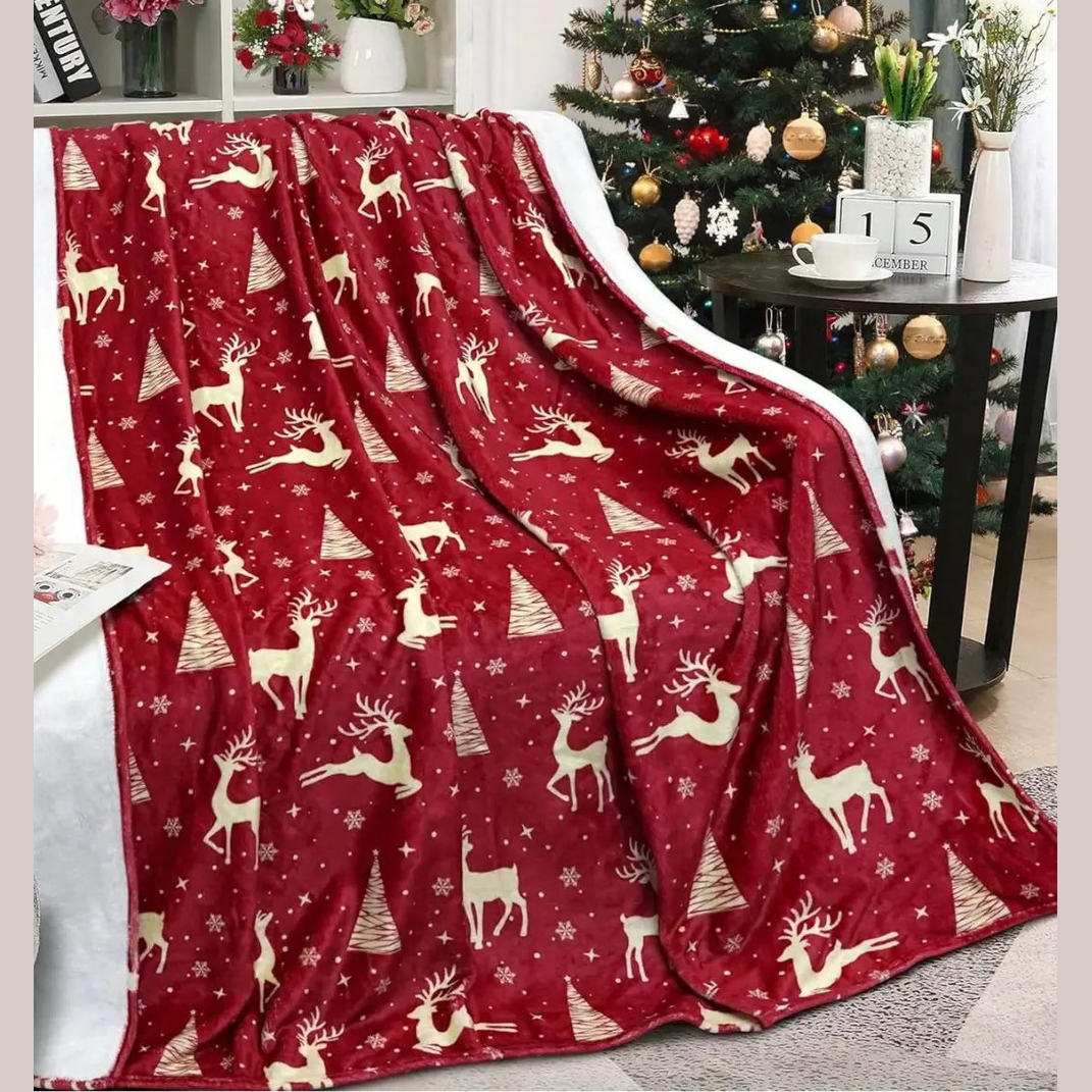 Flanelle Kerstdeken met Rendierprint