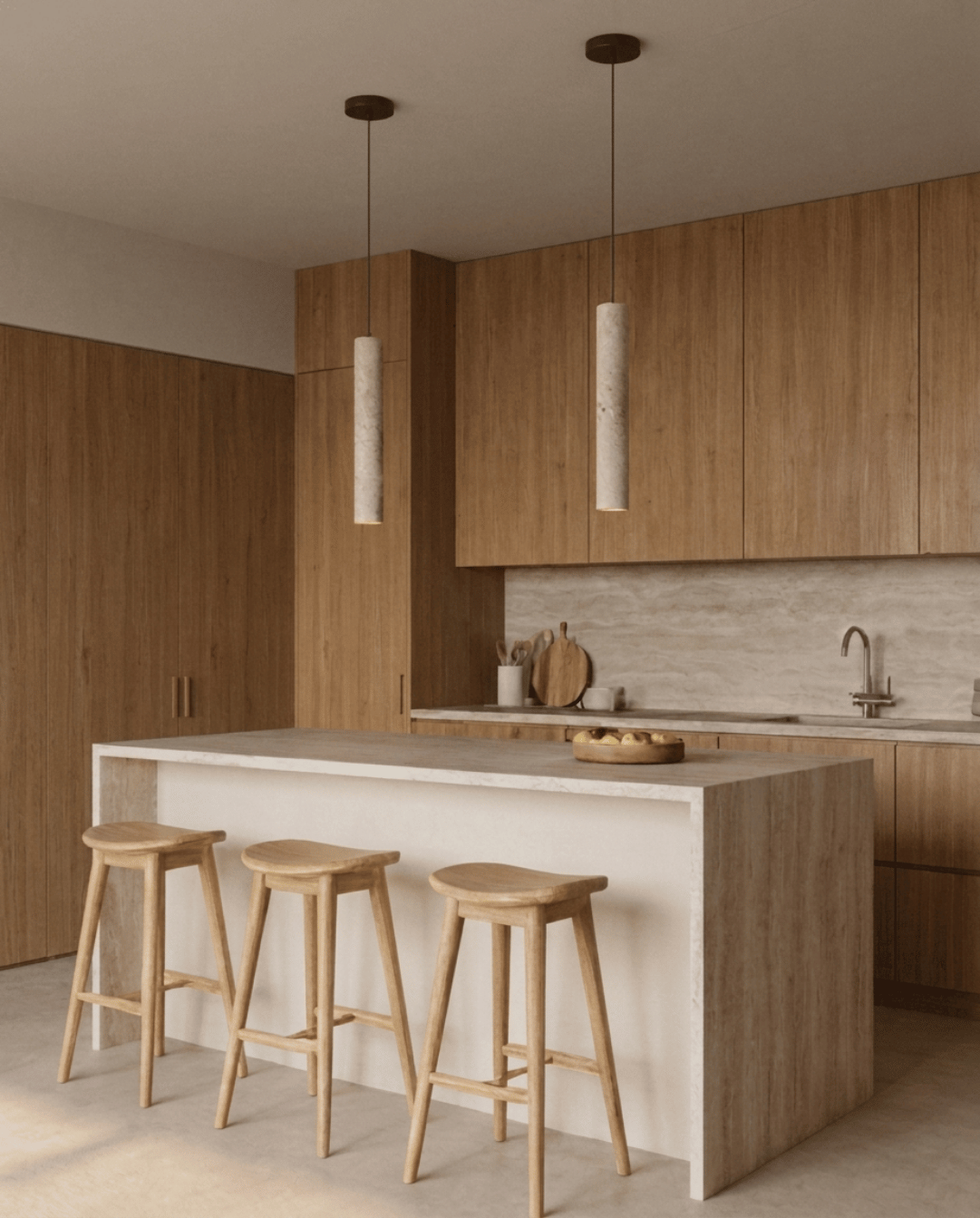Cove Travertin Hanglamp | Wabi-Sabi Cilinder Design | - Maison Roze