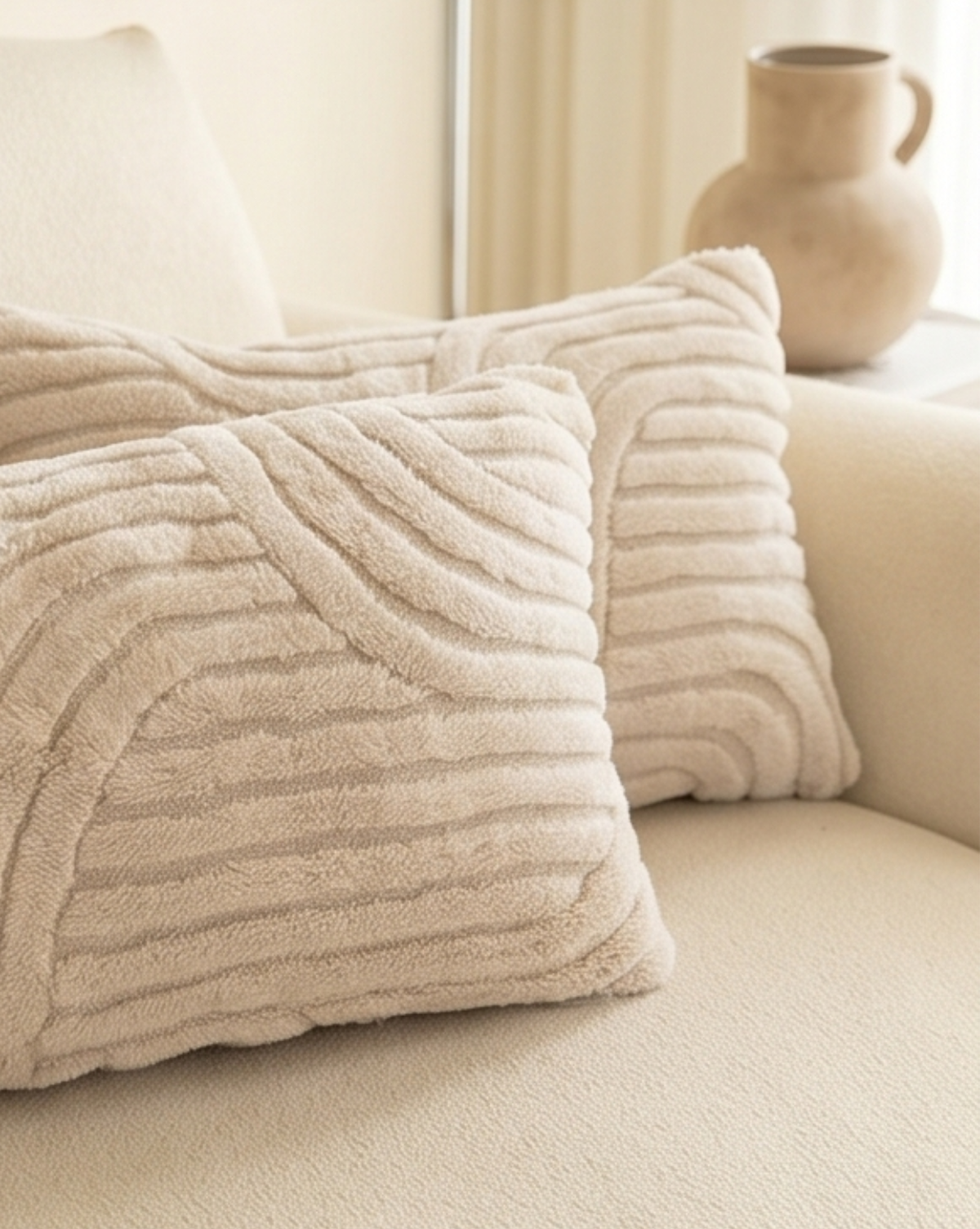 Boho Abstracte Kussenhoezen Set van 2 – Zachte Pluche Geometrisch Patroon | - Maison Roze