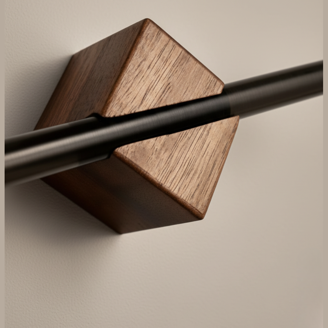 Uitschuifbaar Handdoekrek – Roestvrijstalen Verstelbare Rail – Houten Look Wandbevestiging