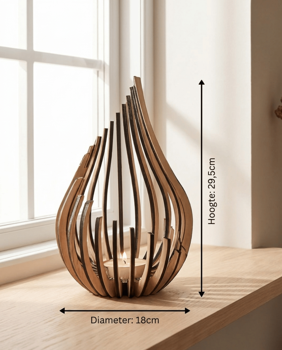 Ember Theelichthouder Van Natuurlijk Hout | Groot - Maison Roze