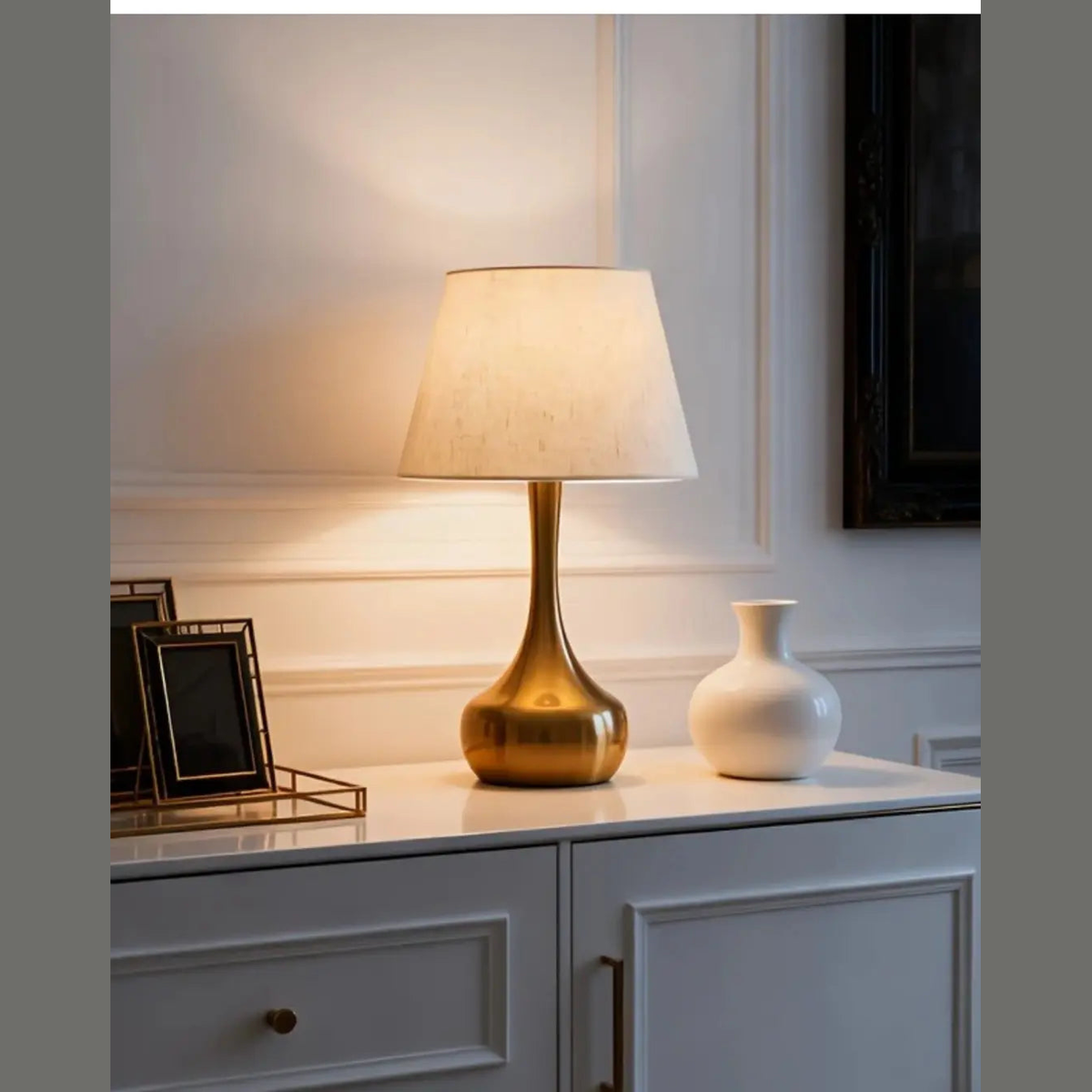 42cm Moderne Gouden Tafellamp – Elegante Metalen Voet