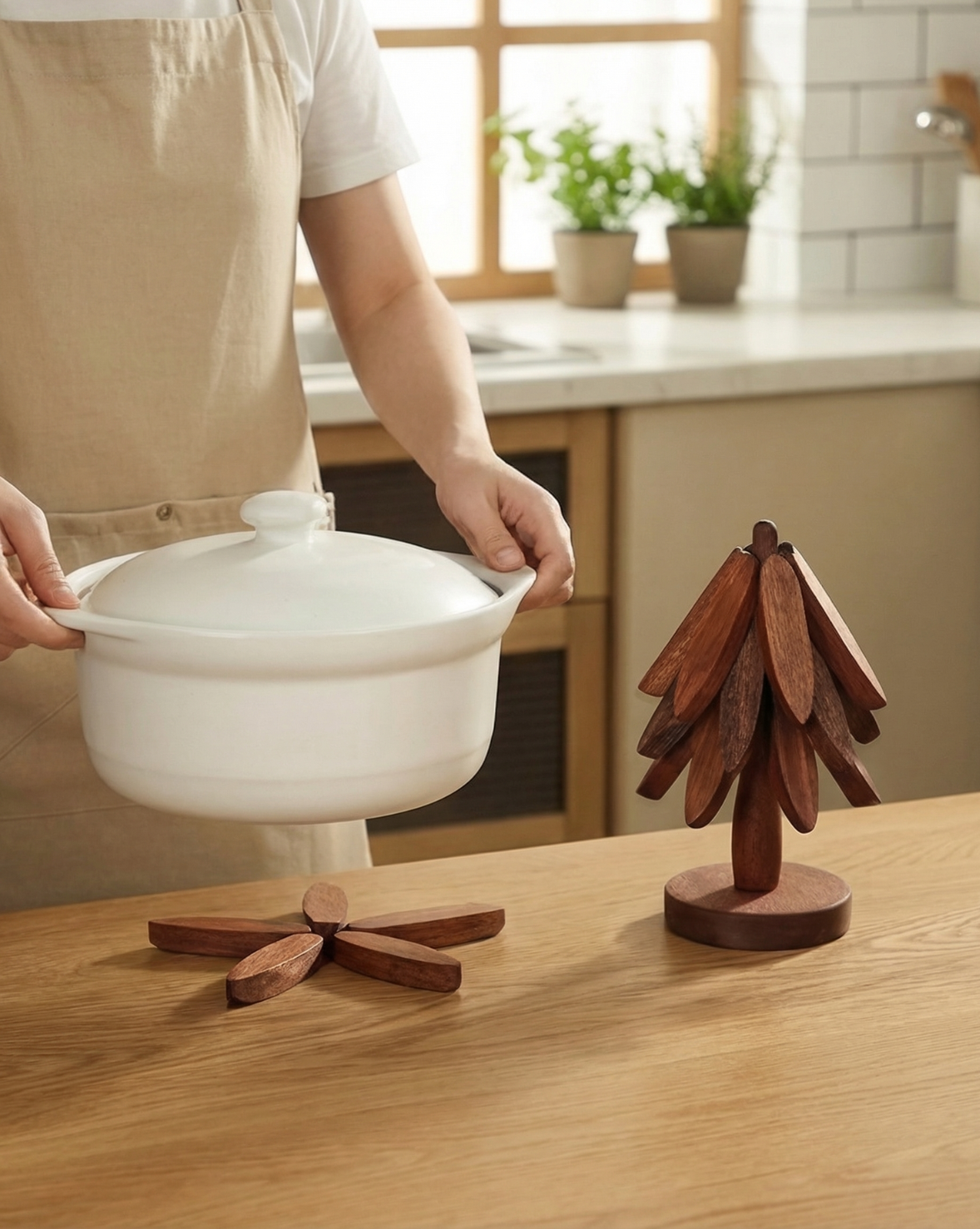 Massief Houten Onderzetters Set | - Maison Roze