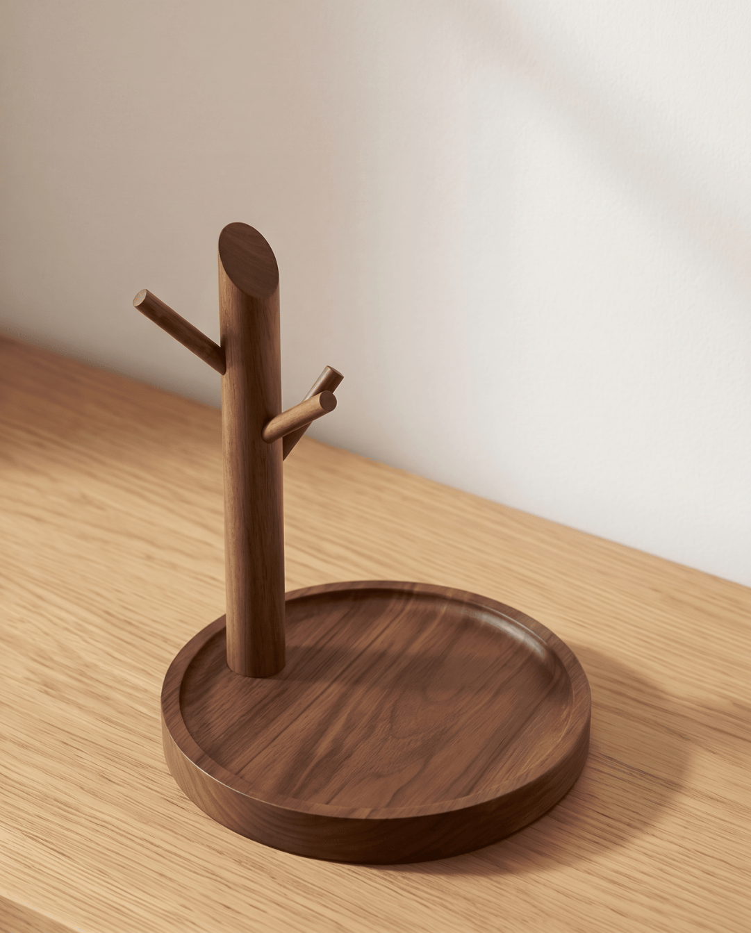 Sleutelhouder Hout Bamboe | Minimalistisch Plateau met Haken, 20 cm | - Maison Roze