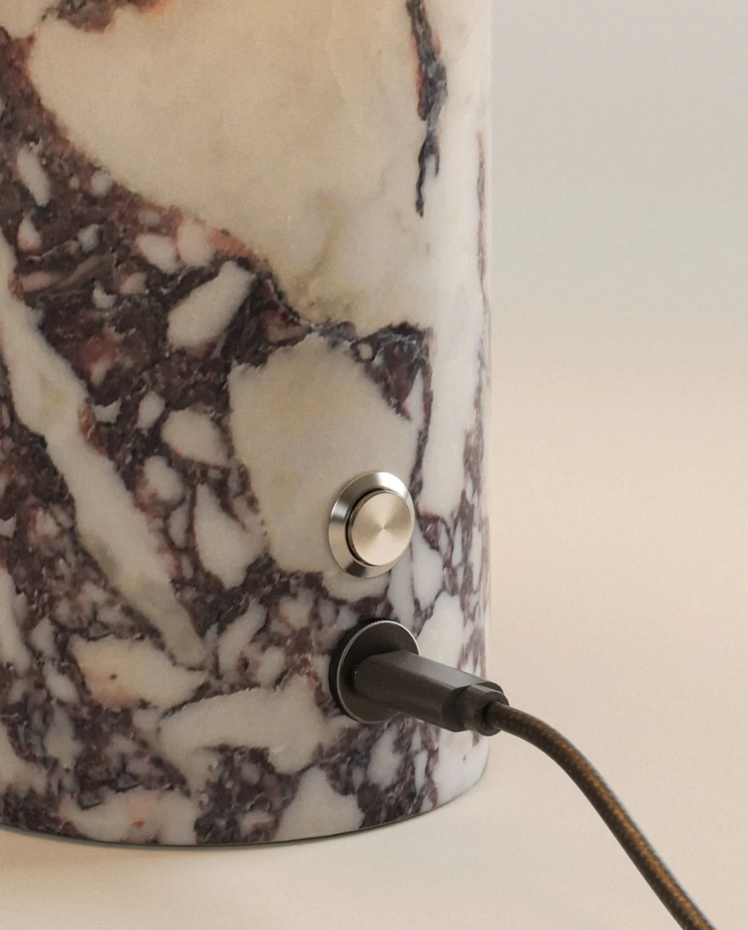 Cove Tafellamp | Calacatta Viola-marmer Voet & Linnen Kap, 24 cm | - Maison Roze
