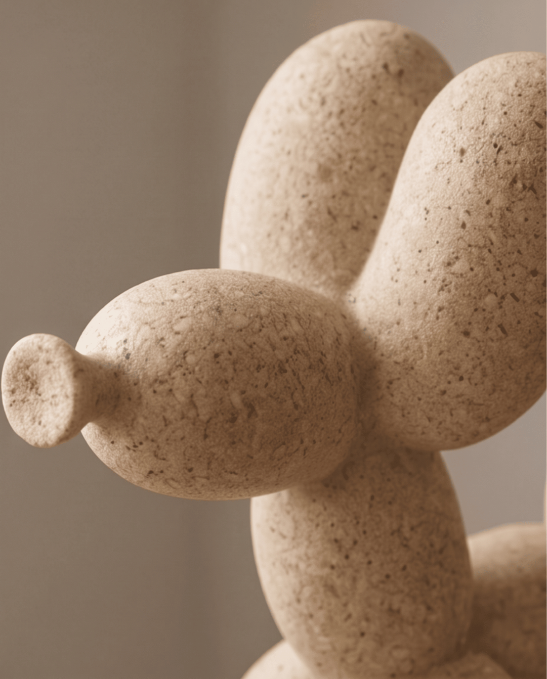 Ballon Hond Beeldje Beige | Moderne Decoratie van Steenlook, 10 cm | - Maison Roze