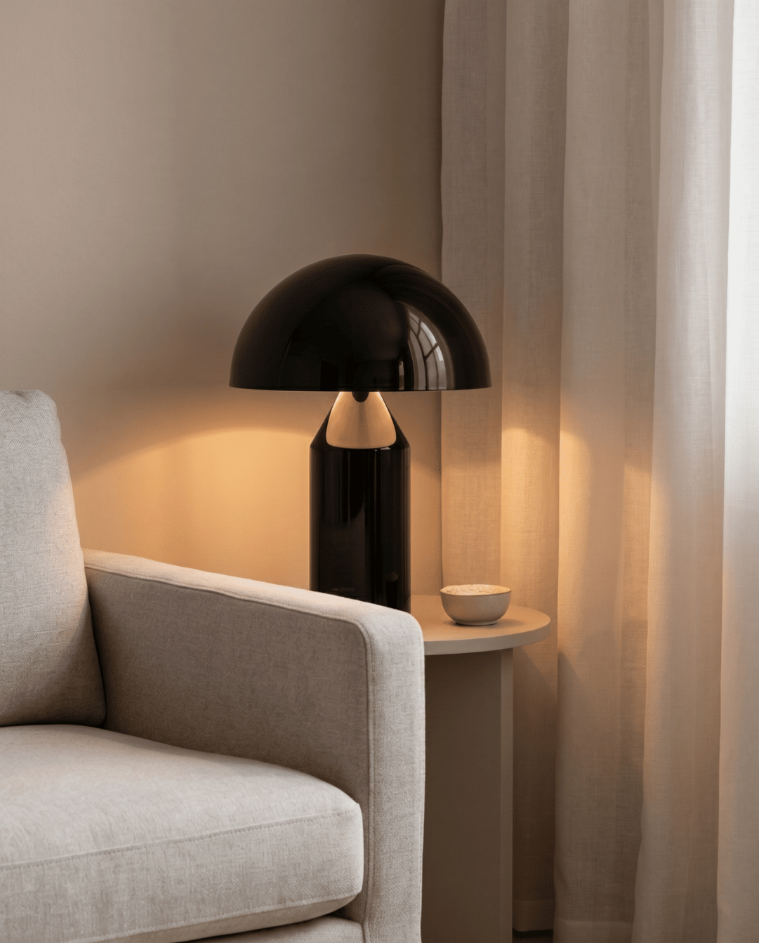 Lune paddenstoelvormige aluminium tafellamp | paddenstoel lamp zwart | - Maison Roze