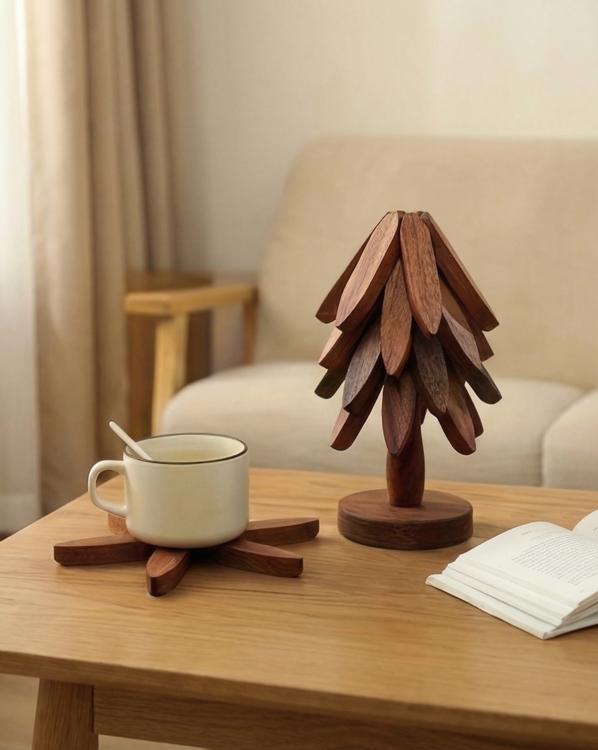 Massief Houten Onderzetters Set | - Maison Roze