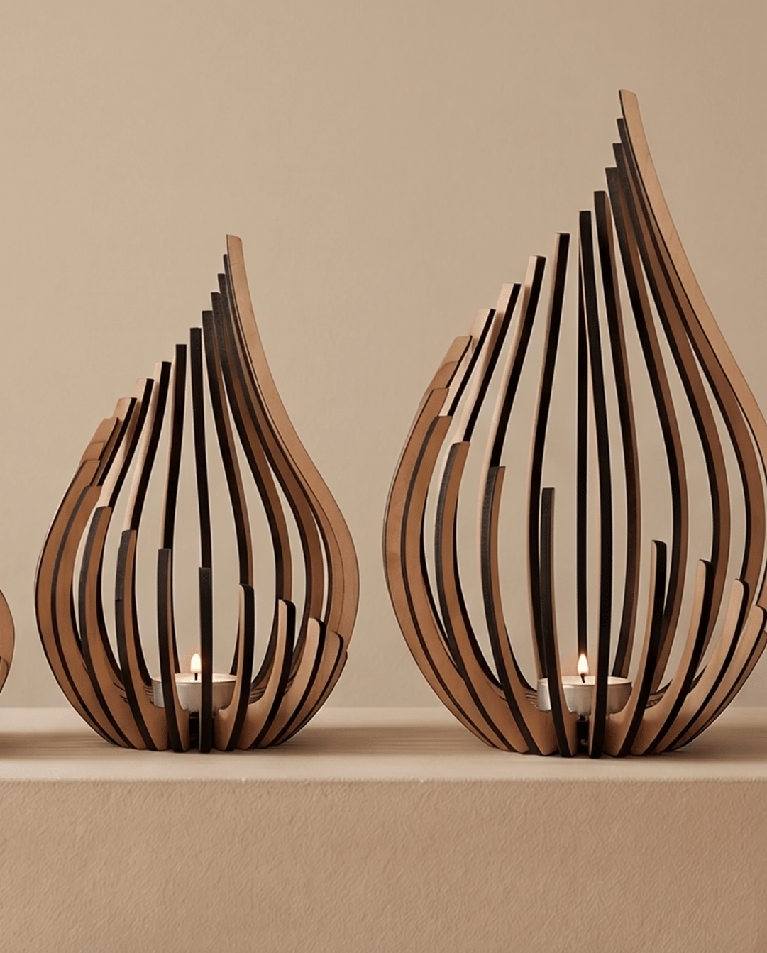 Ember Theelichthouder Van Natuurlijk Hout | - Maison Roze