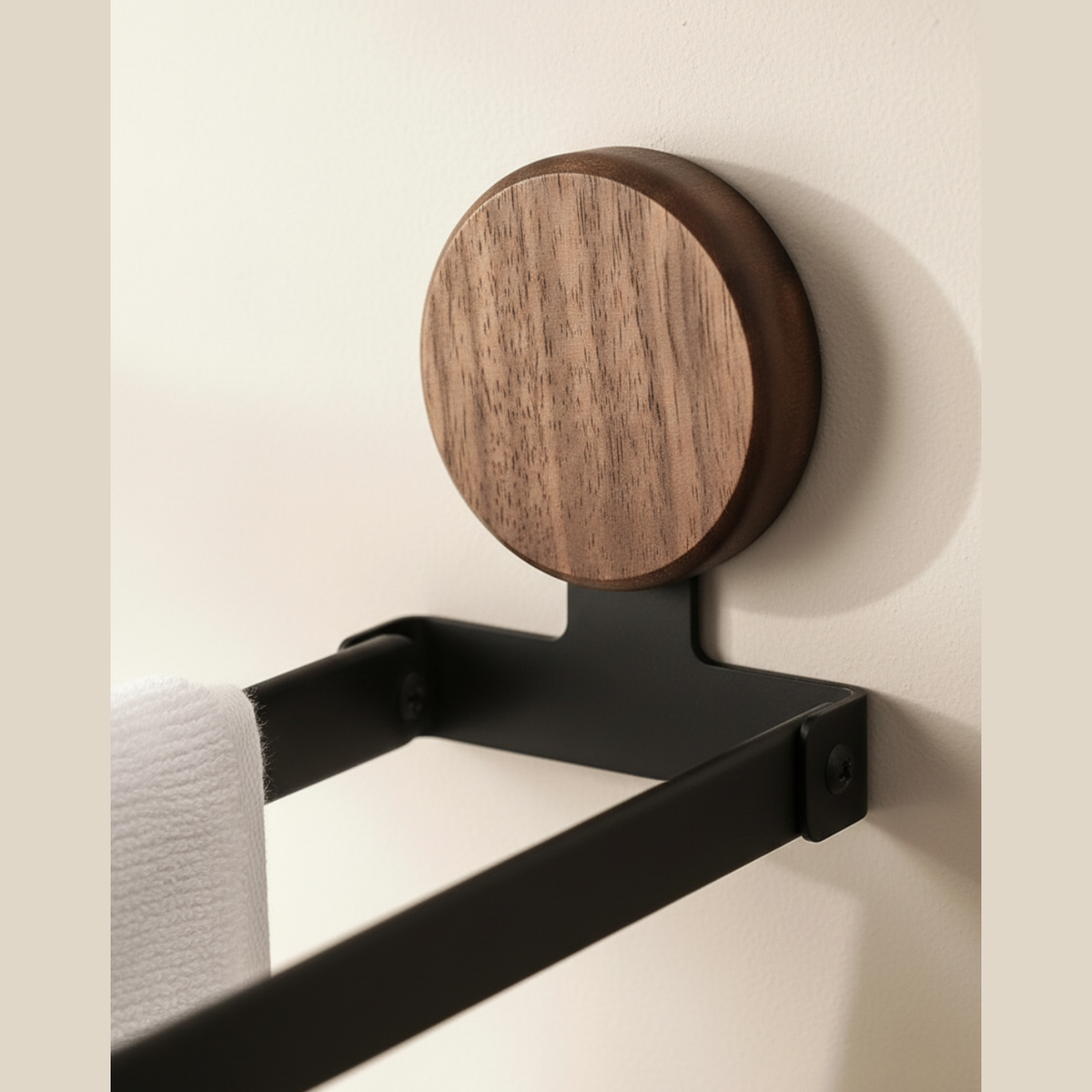 Walnoot Houten Handdoekrek – Wandbevestiging, Opvouwbaar Ontwerp – Geen Boren Nodig