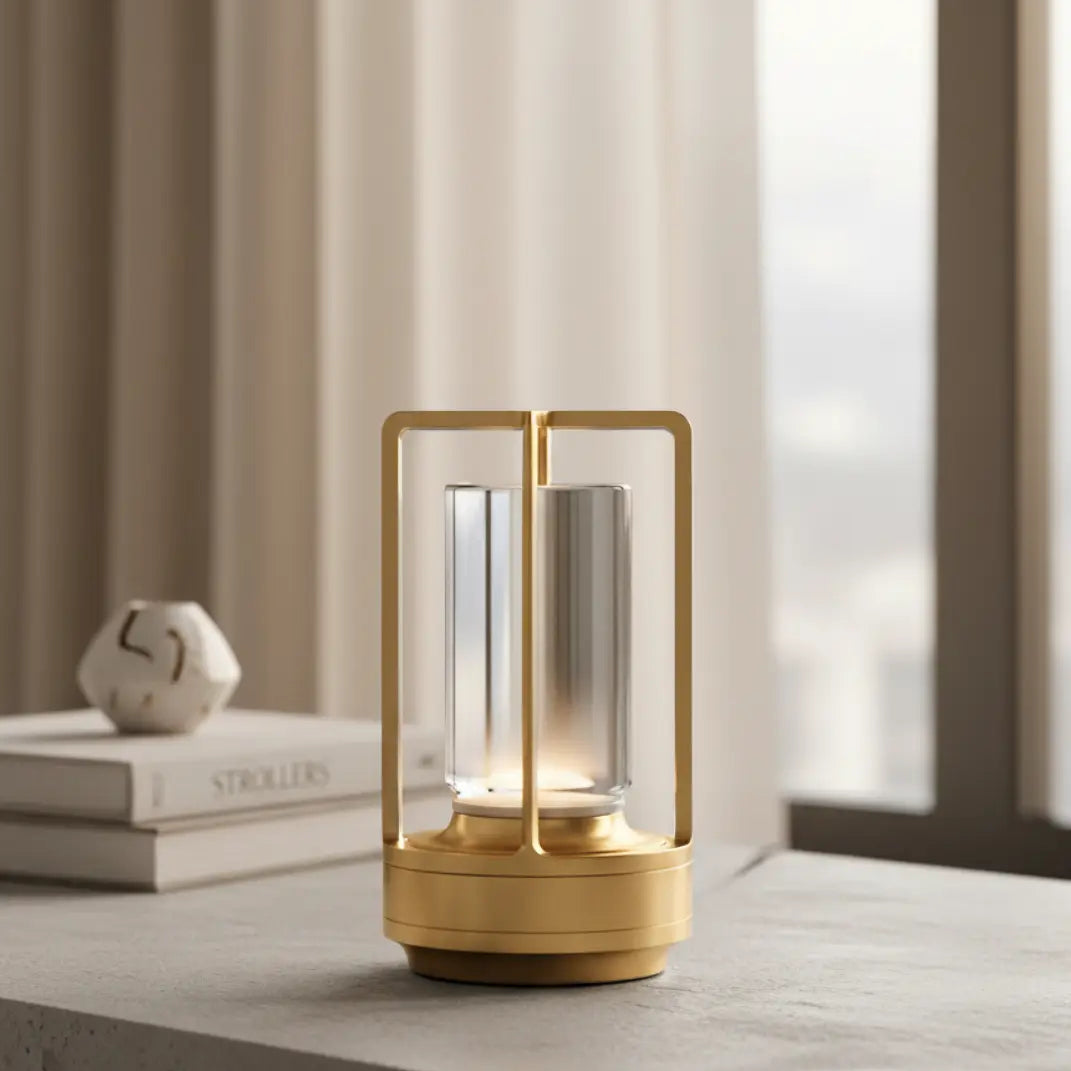 Minimalistische Kristallen LED-Tafellamp 17,5cm – USB-Oplaadbaar – Aluminium Voet