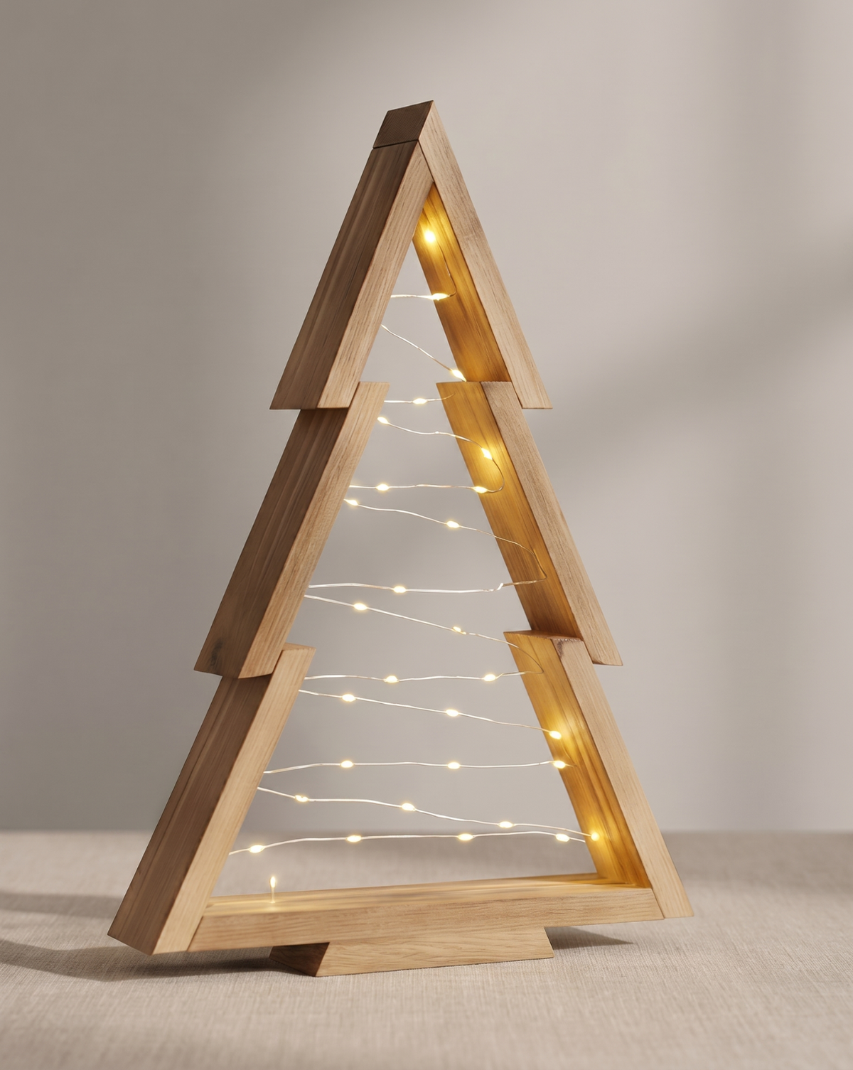 Vale Houten Kerstboomset met Ingebouwde Ledverlichting, Naturel hout | - Maison Roze