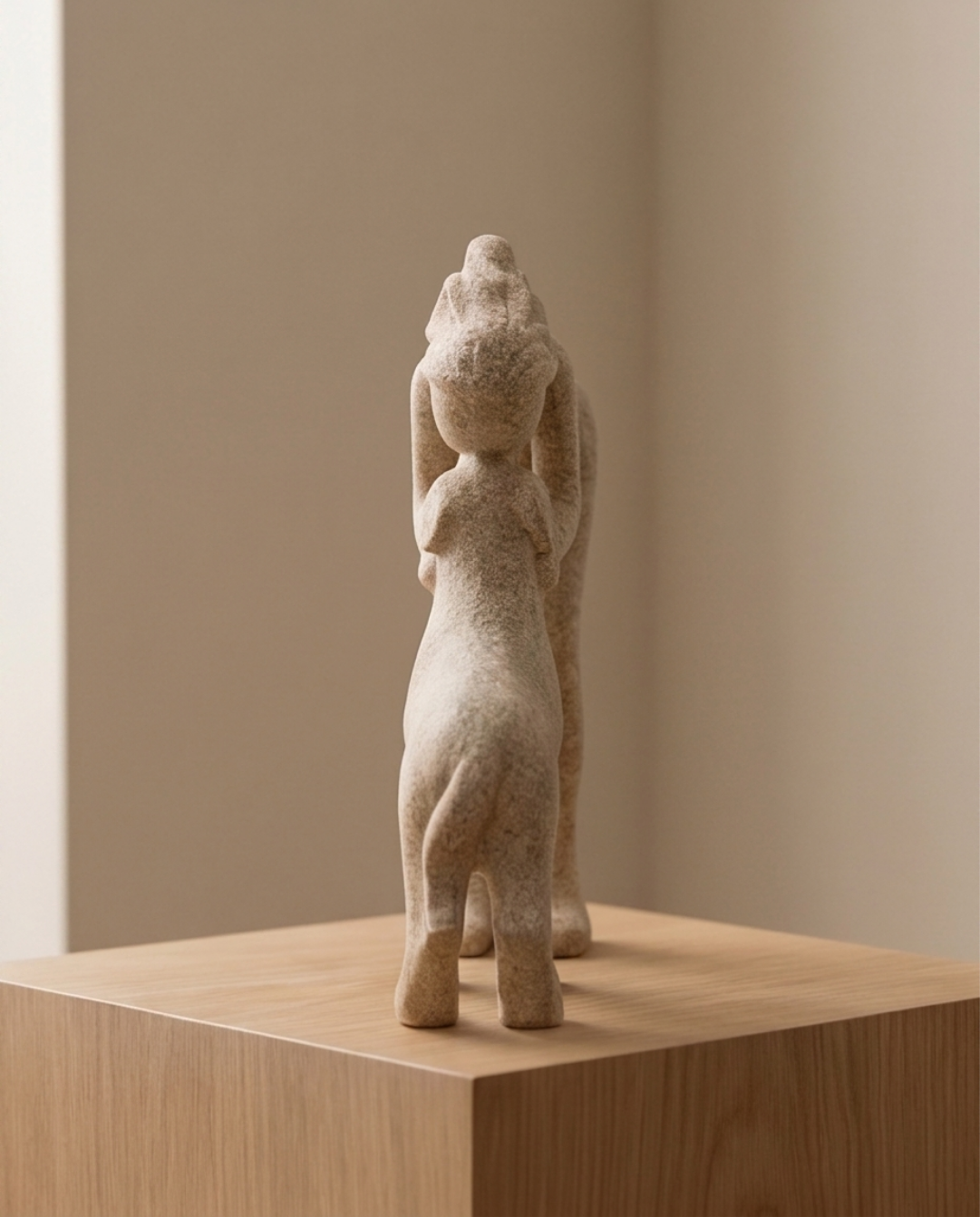 Abstract Beeldje Hars – Modern Decoratief Sculptuur | Vrouw kust Hond | - Maison Roze