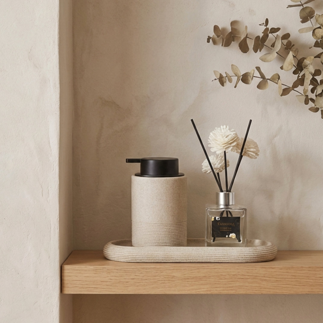 Maison Roze Ovale Badkamerschotel – Antislip Resin Organizer – Roestbestendig