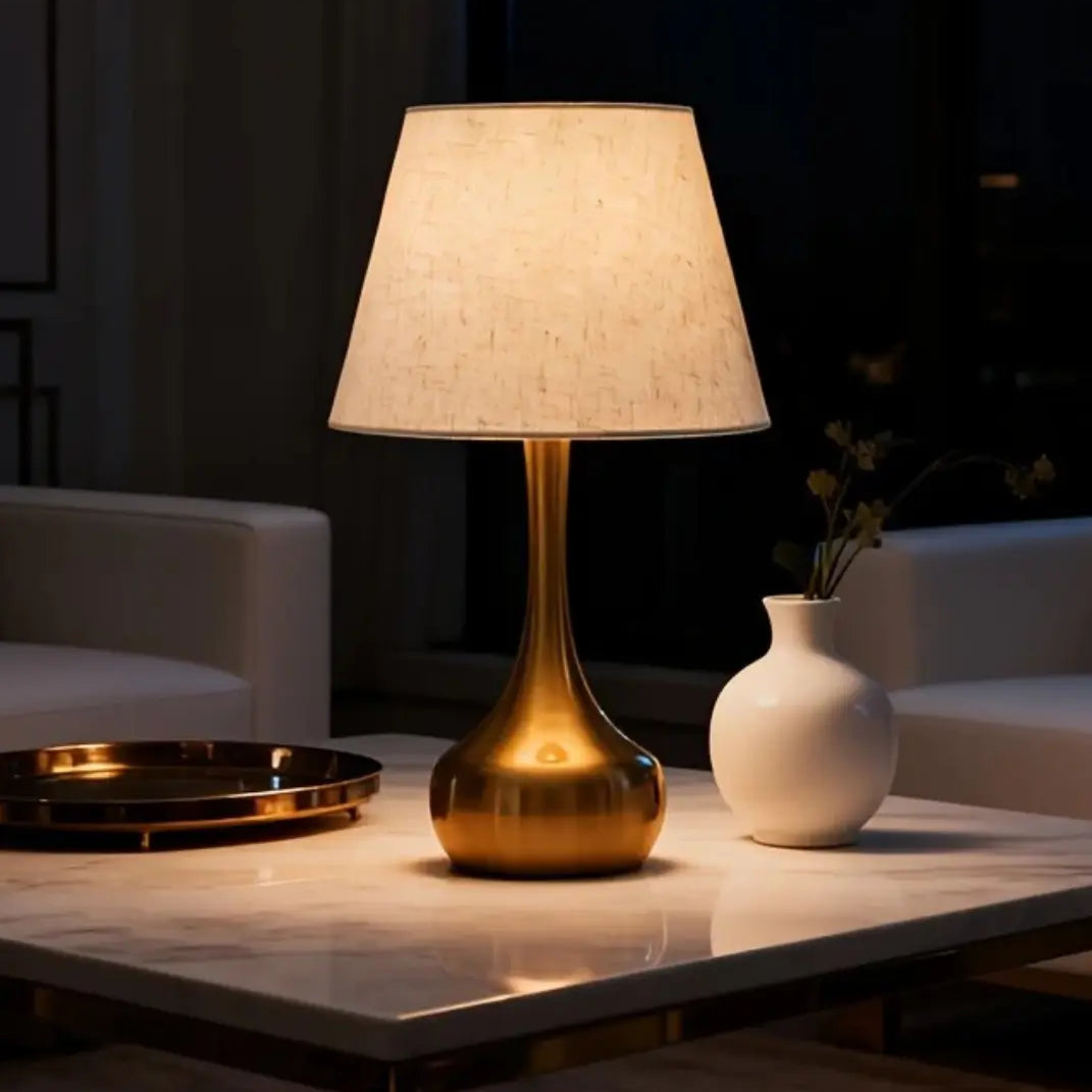 42cm Moderne Gouden Tafellamp – Elegante Metalen Voet