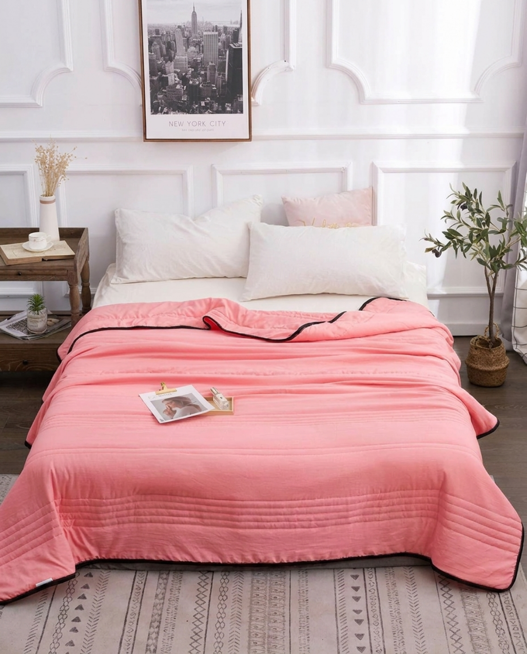 Verkoelende Bamboe Koeldeken | Zomerdeken Grijs, Roze, Groen of Blauw | 150x200 / 200x230 cm | Roze - Maison Roze