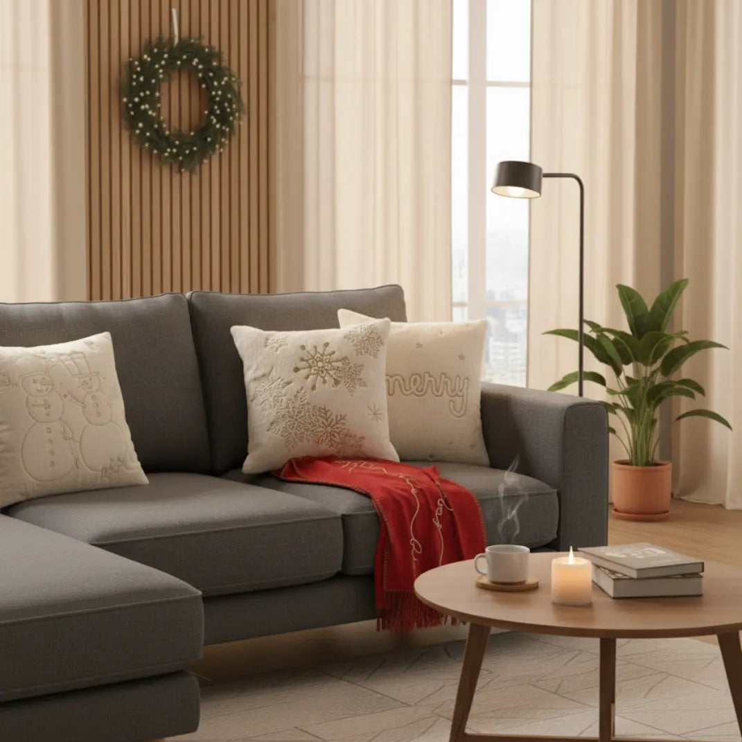 Witte Pluche Feestelijke Kussensloop