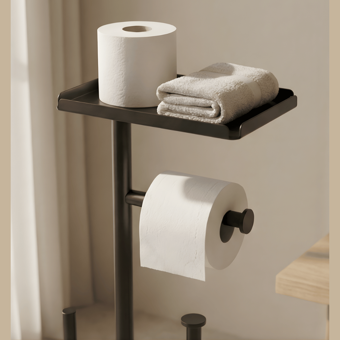 Toiletrolhouder Vrijstaand met Opbergruimte – Minimalistische Toiletpapierhouder Maison Roze