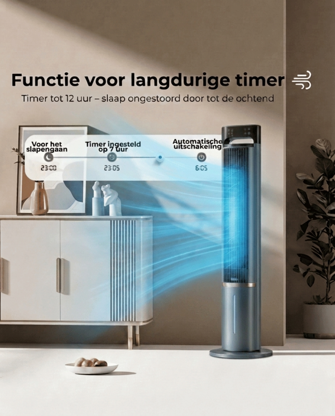 Draagbare Ventilator met Afstandsbediening en Koelfunctie - Fluisterstil, 104cm | - Maison Roze