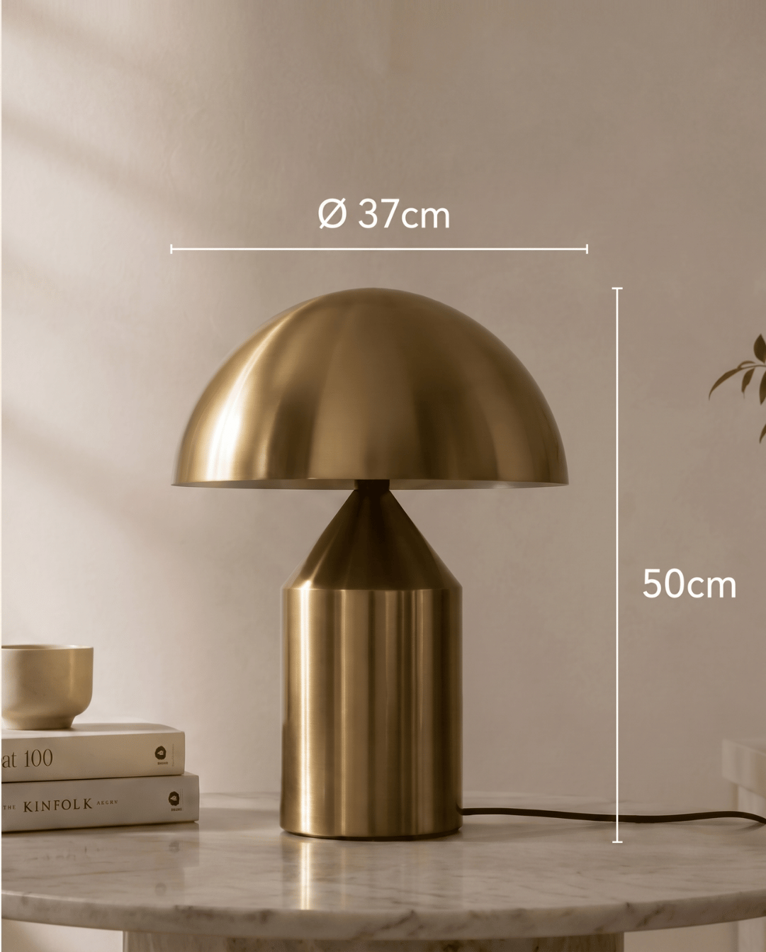 Lune paddenstoelvormige aluminium tafellamp | paddenstoel lamp Goud | 50x37cm - Maison Roze