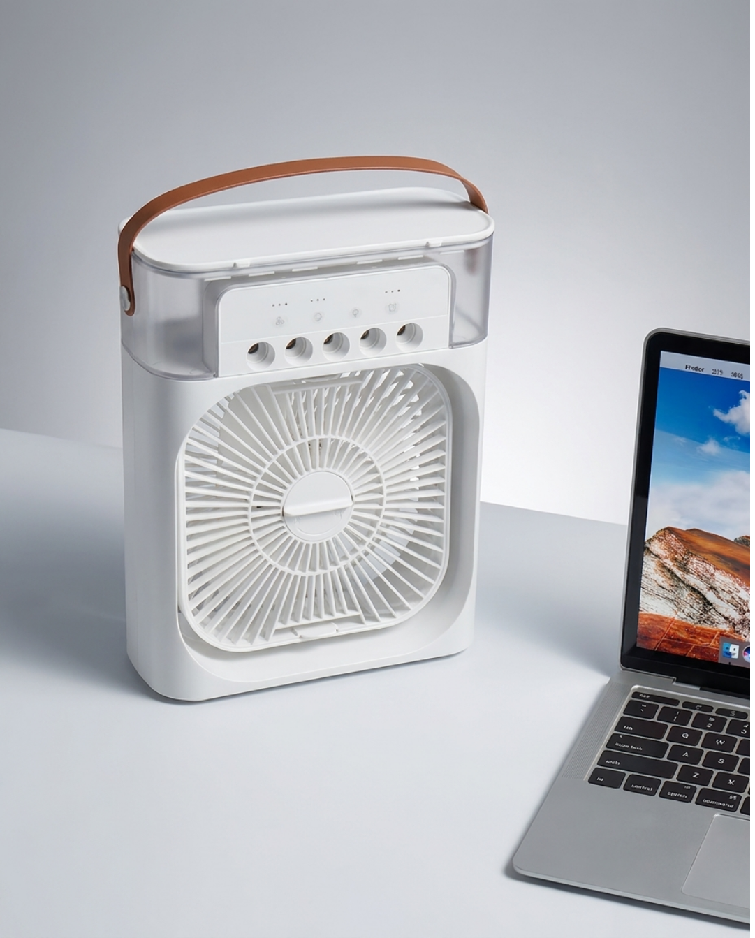 Draagbare Luchtkoeler met Verneveling | Wit ABS | USB-C, 600 ml Waterreservoir | - Maison Roze