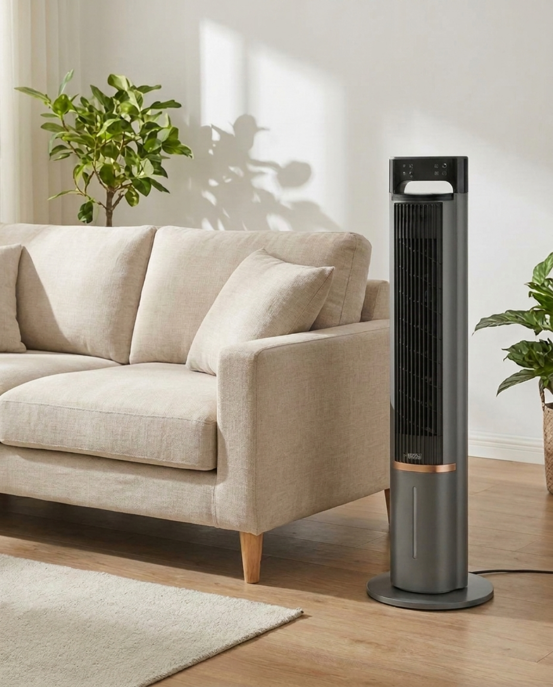 Draagbare Ventilator met Afstandsbediening en Koelfunctie - Fluisterstil, 104cm | - Maison Roze