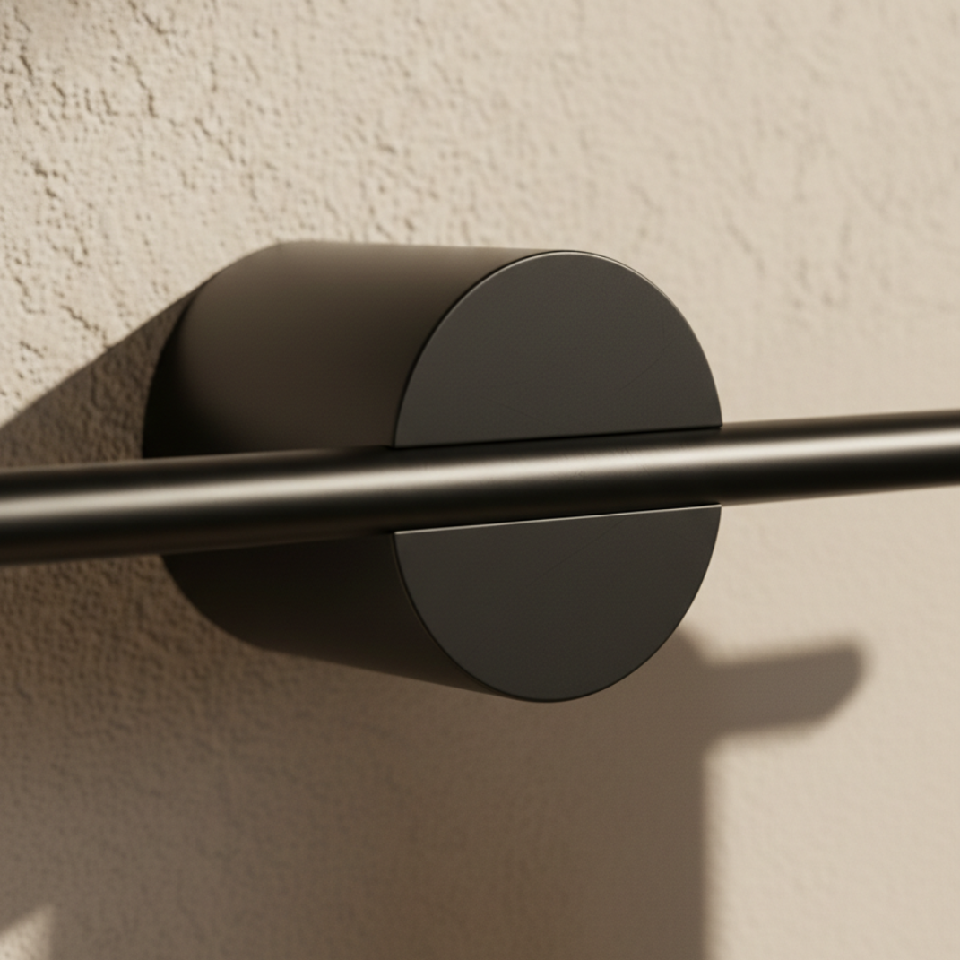 Uitschuifbaar Handdoekrek – Roestvrijstalen Verstelbare Rail – Houten Look Wandbevestiging