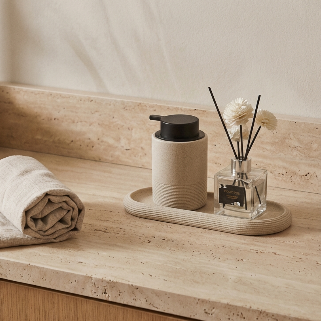 Maison Roze Ovale Badkamerschotel – Antislip Resin Organizer – Roestbestendig