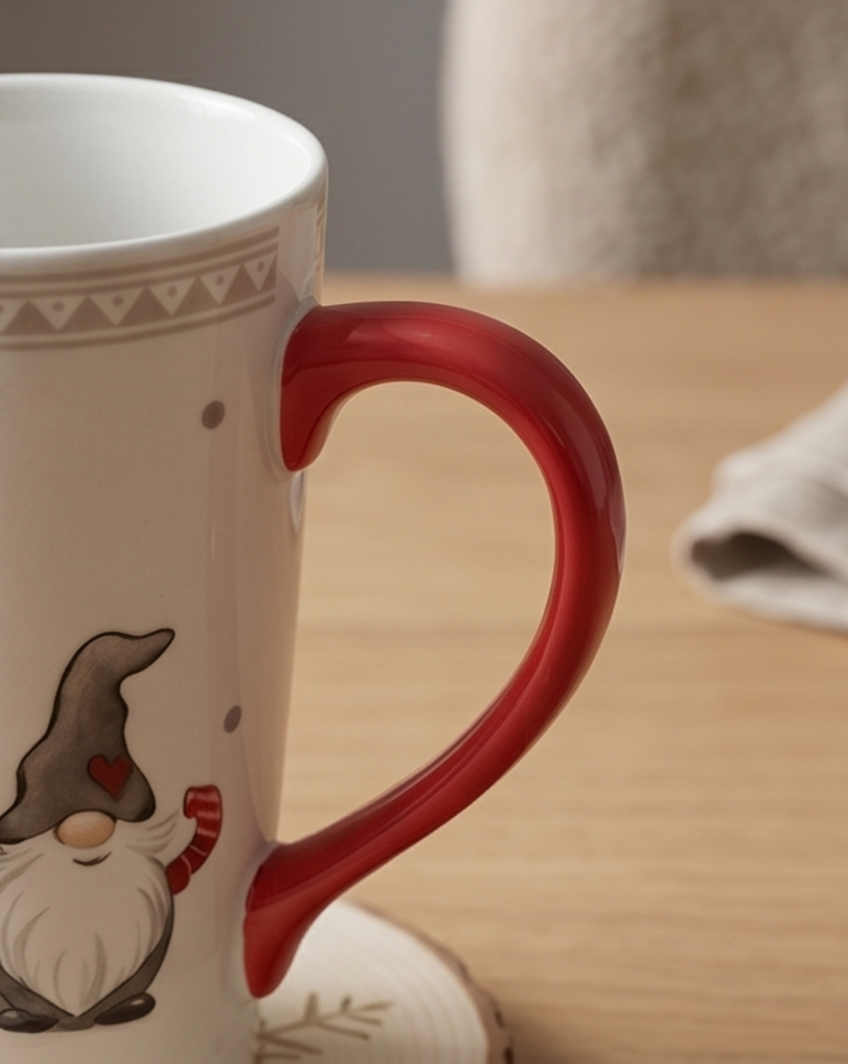 Noel kerstmok van wit keramiek met kerstmanmotief | - Maison Roze