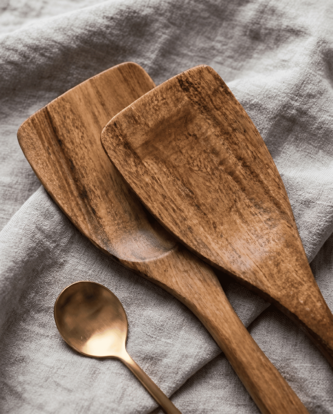Teakhouten Keukengerei Set 5 Delig - Natuurlijke Houten Kookgerei | - Maison Roze
