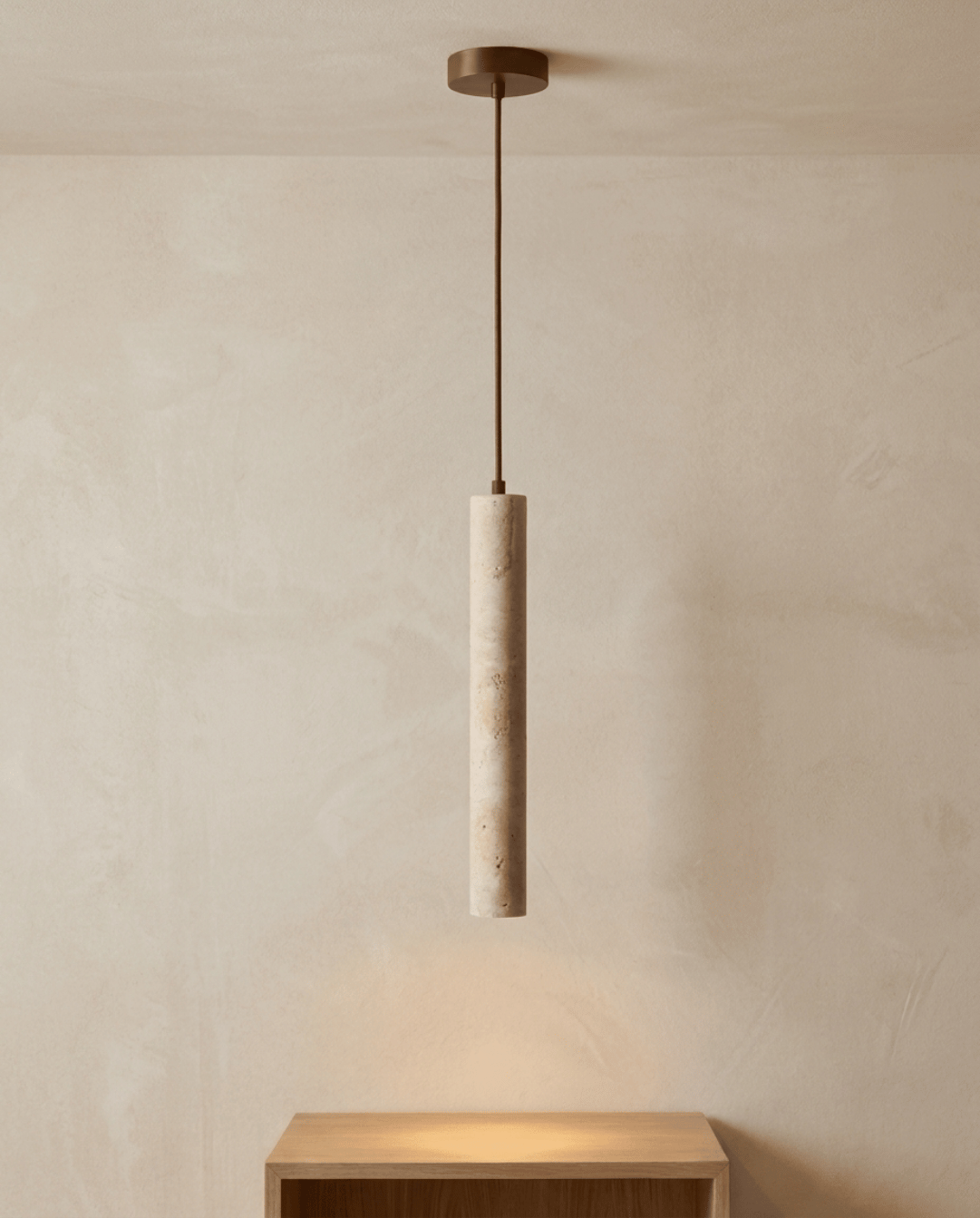 Cove Travertin Hanglamp | Wabi-Sabi Cilinder Design | 40cm - Maison Roze