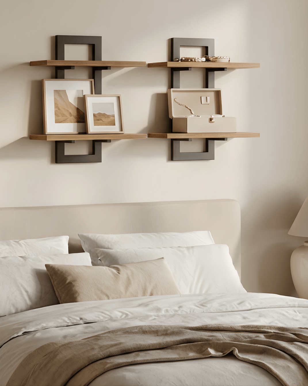 Wandplank 2-Laags – Houten Wandplank met Metalen Beugels | - Maison Roze