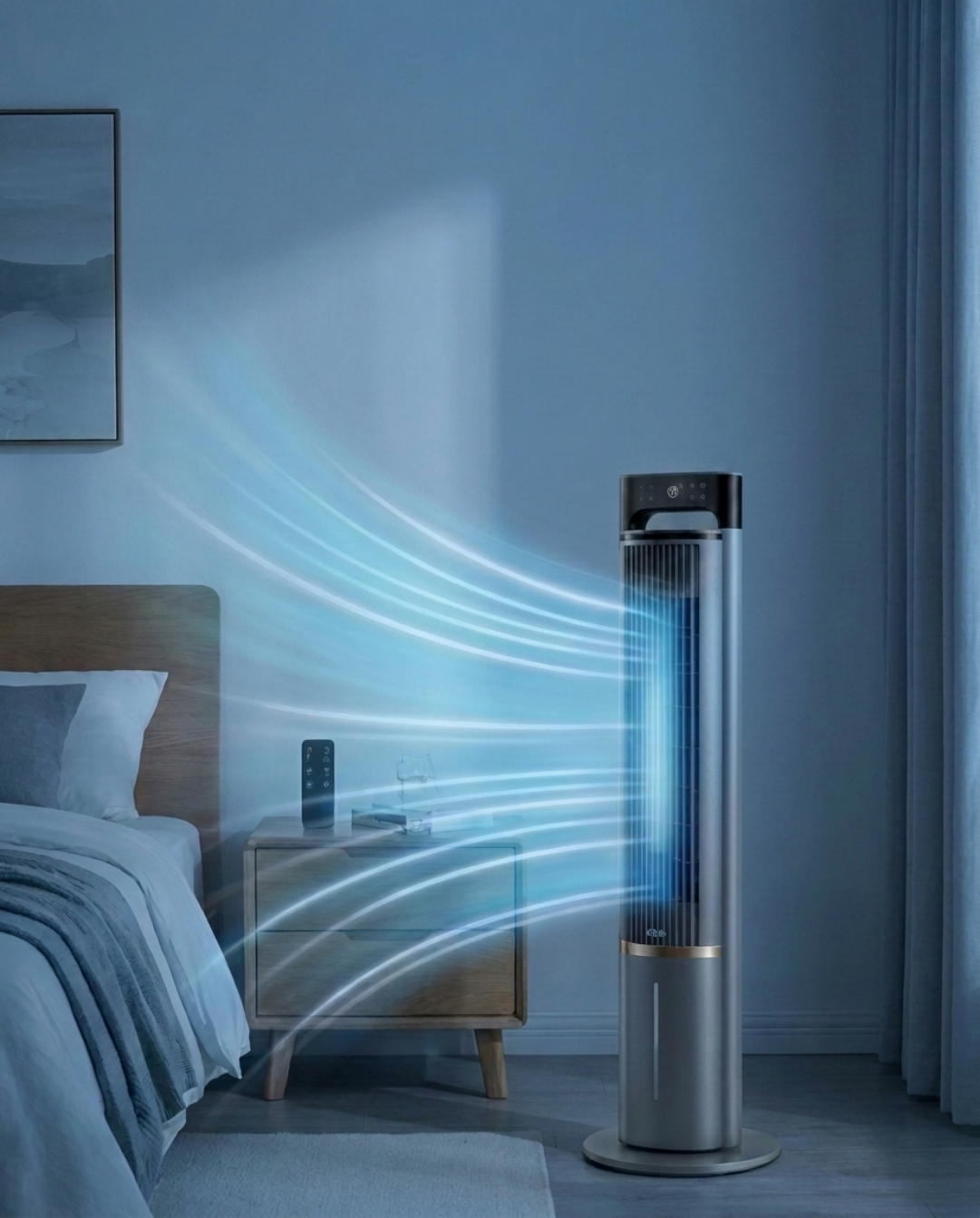 Draagbare Ventilator met Afstandsbediening en Koelfunctie - Fluisterstil, 104cm | - Maison Roze