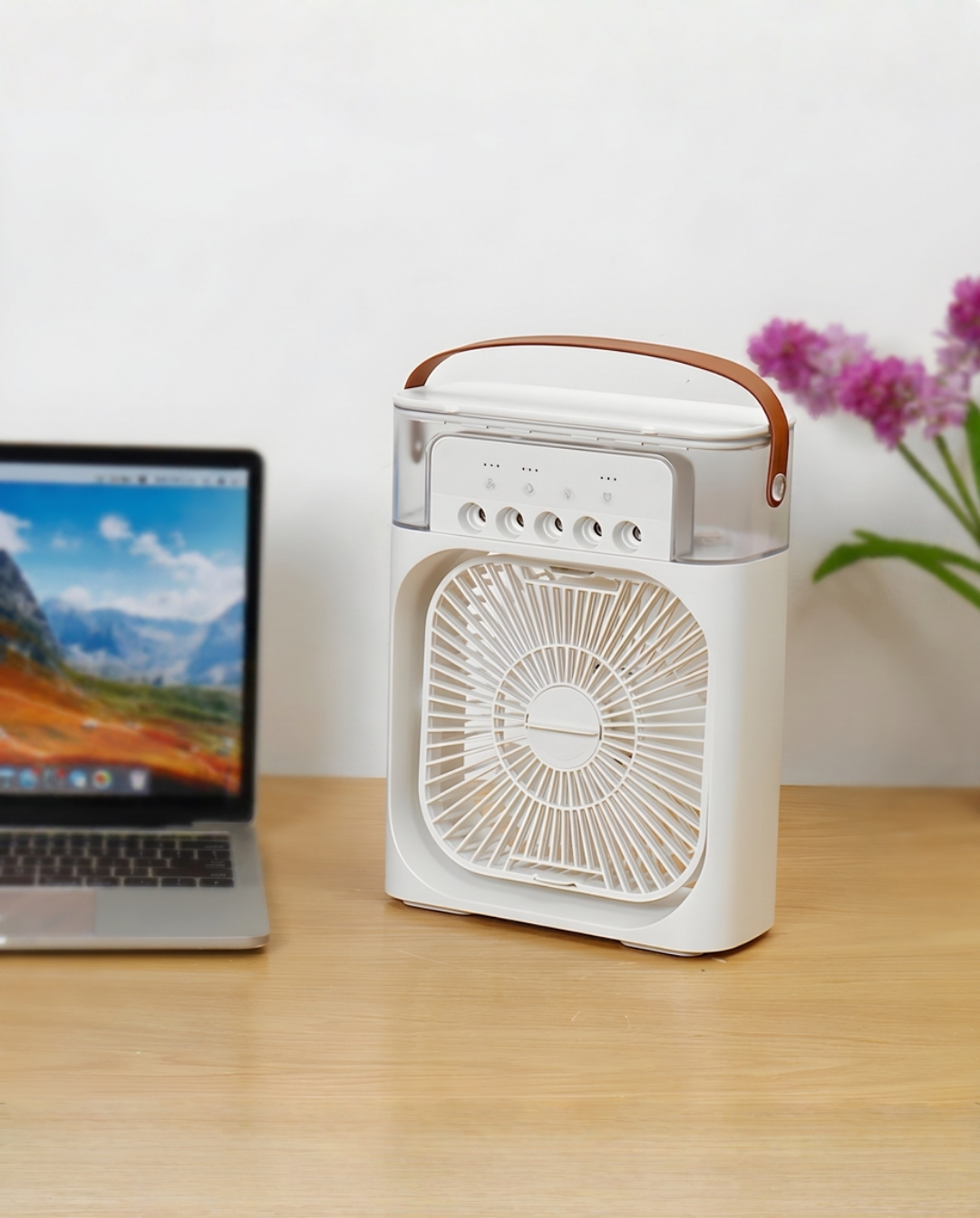 Draagbare Luchtkoeler met Verneveling | Wit ABS | USB-C, 600 ml Waterreservoir | - Maison Roze