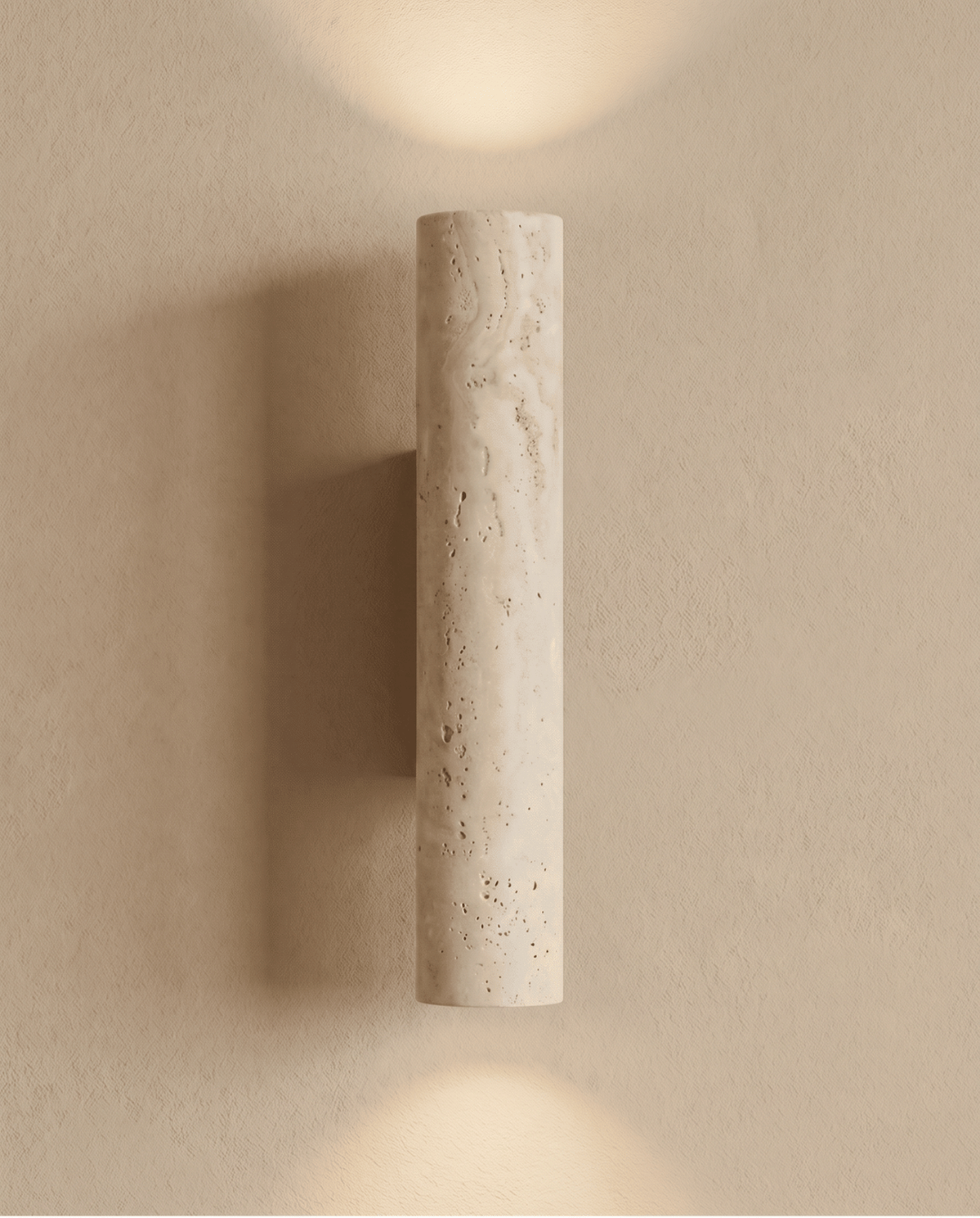 Wandlamp in natuutlijk travertijnsteen en massief hout | - Maison Roze
