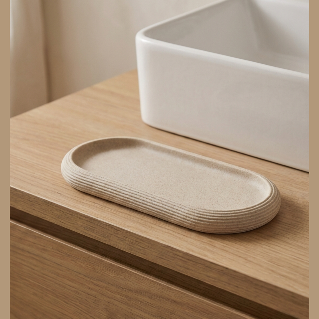 Maison Roze Ovale Badkamerschotel – Antislip Resin Organizer – Roestbestendig