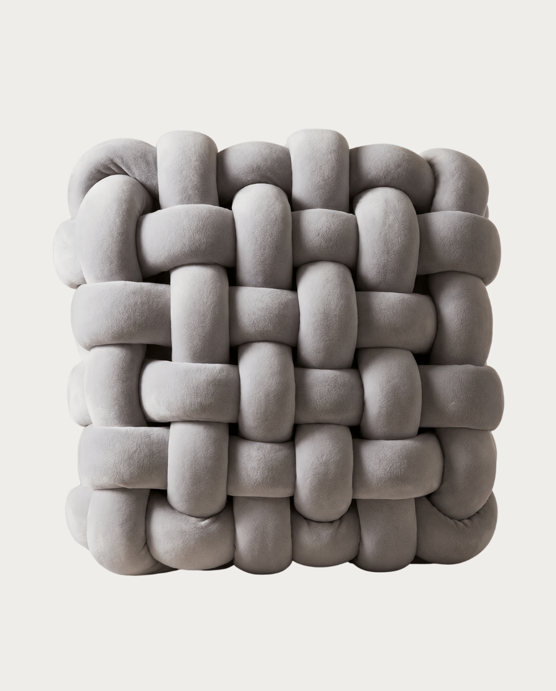 Knoopkussen Zacht Geometrisch Design Sierkussen Pluche, 30 x 30 cm | Grijs - Maison Roze