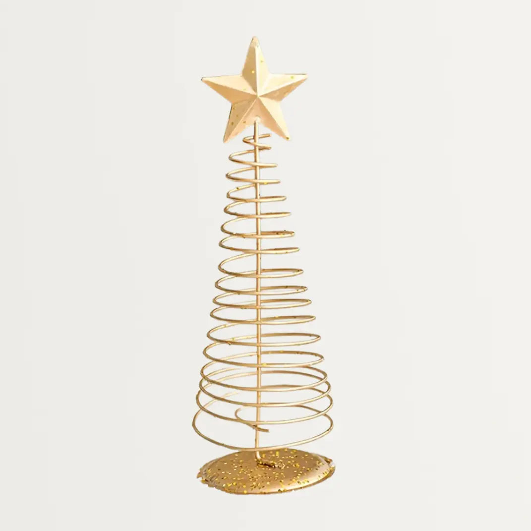 Vintage Gouden Ijzeren Kerstbomen – Minimalistische Scandinavische Tafeldecoratie