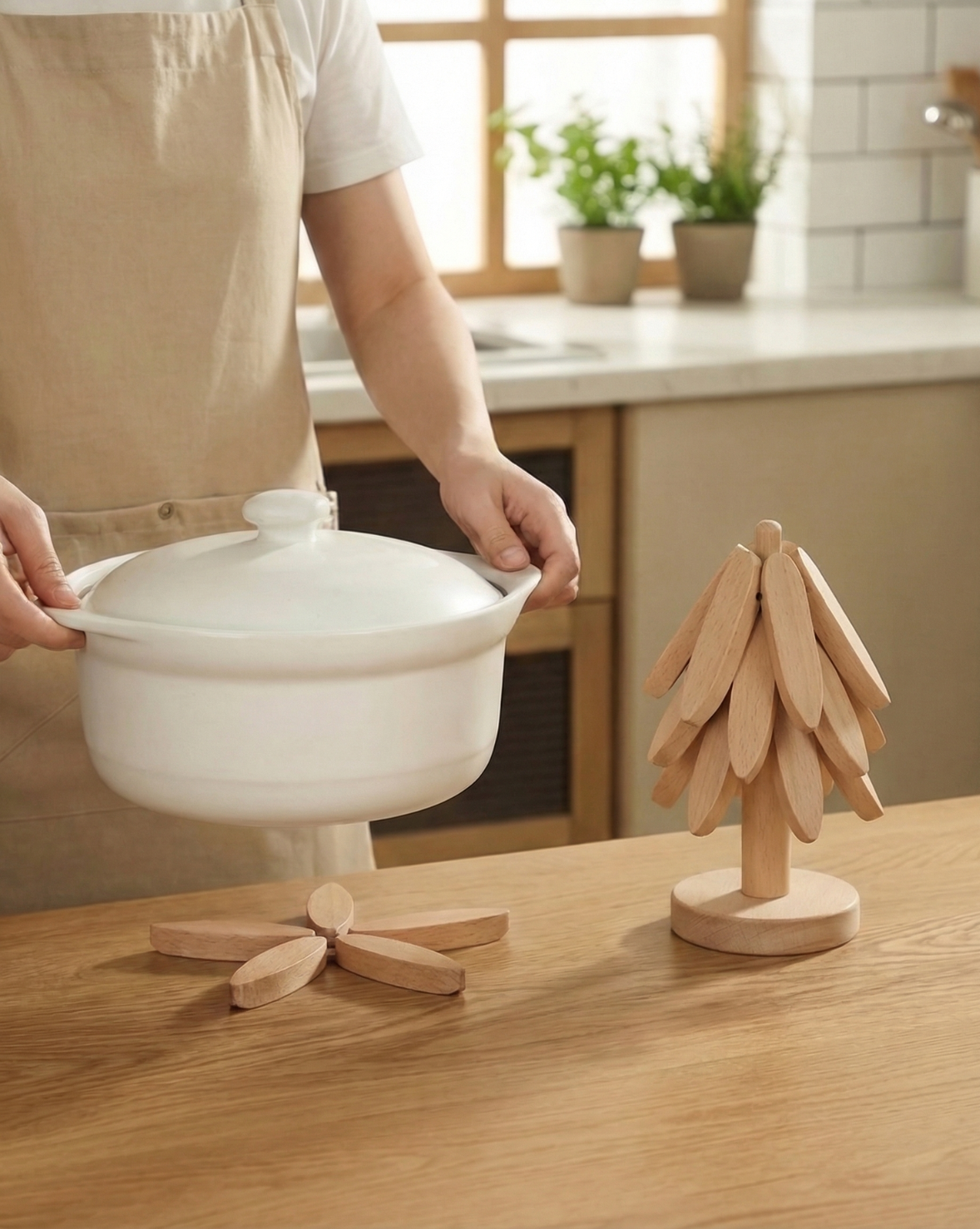 Massief Houten Onderzetters Set | - Maison Roze