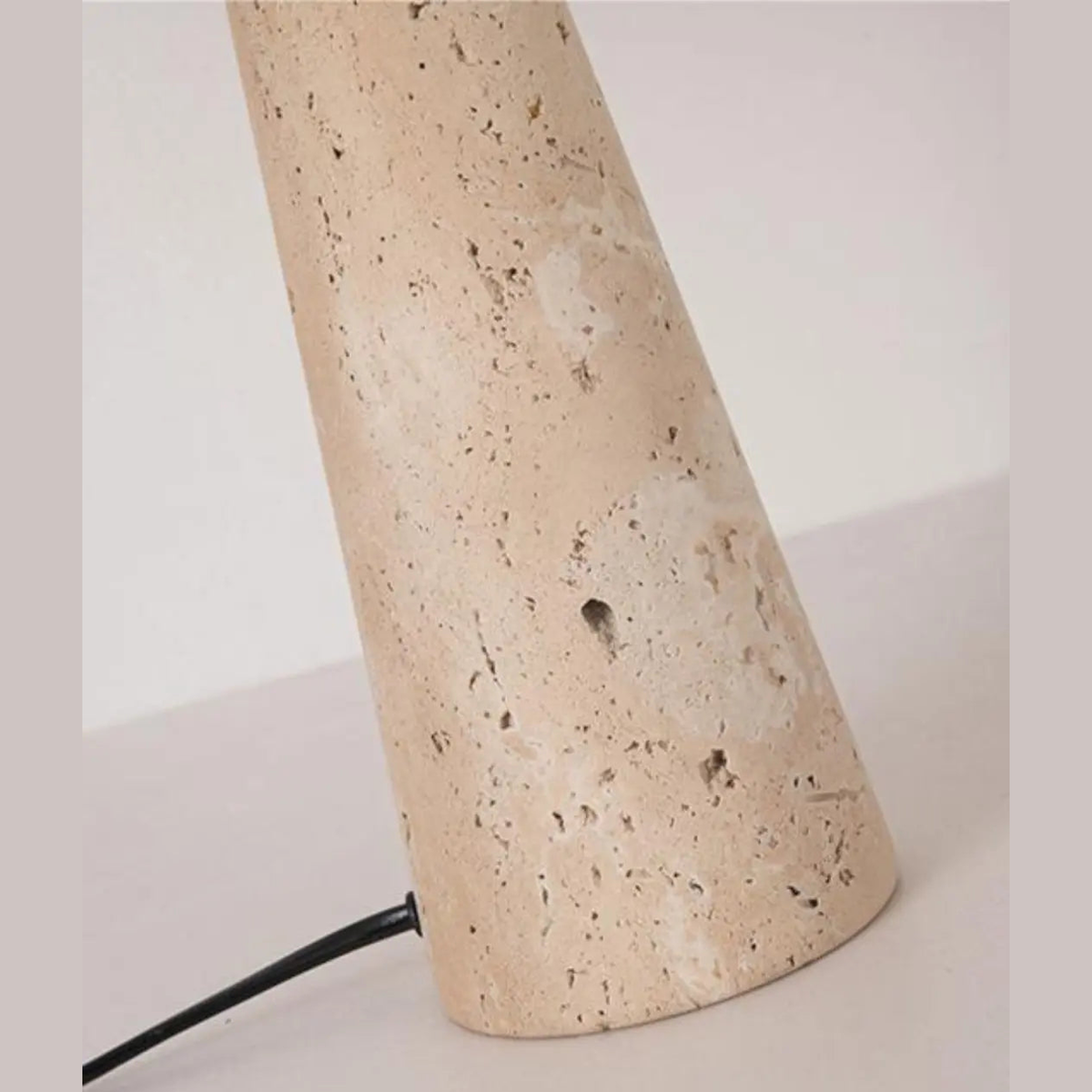 46cm Japandi Travertijn Tafellamp – Natuurstenen Voet Met Linnen Kap