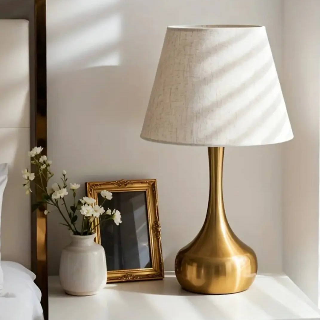 42cm Moderne Gouden Tafellamp – Elegante Metalen Voet