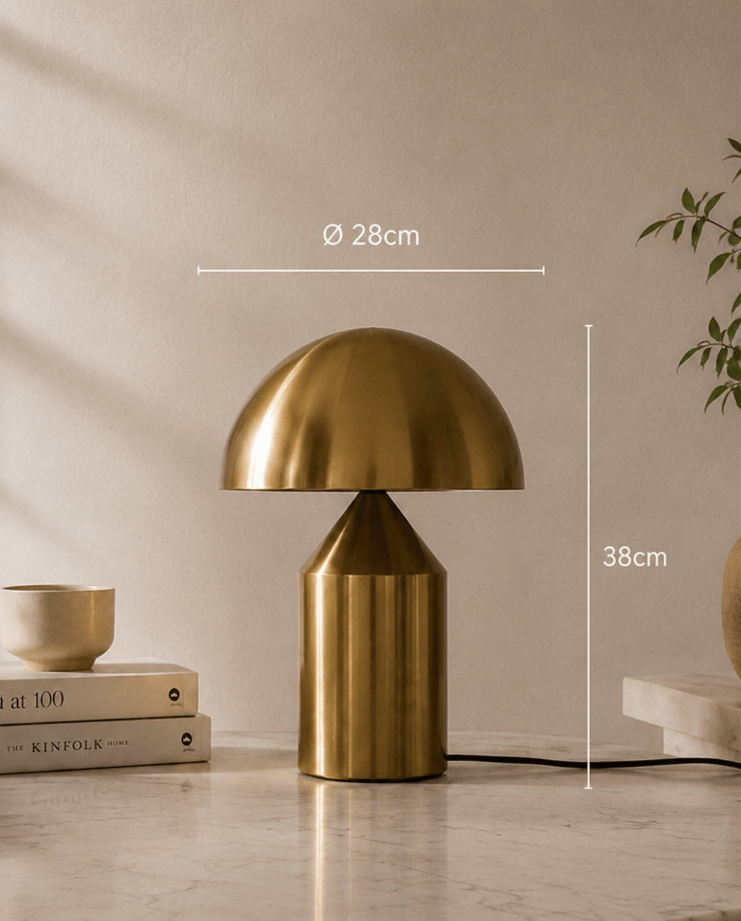 Lune paddenstoelvormige aluminium tafellamp | paddenstoel lamp Goud | 38x28cm - Maison Roze