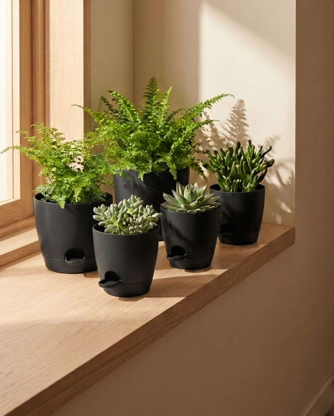 Zelfwaterende Bloempot van Kunststof, BPA-vrij, set van 5 | Zwart - Maison Roze